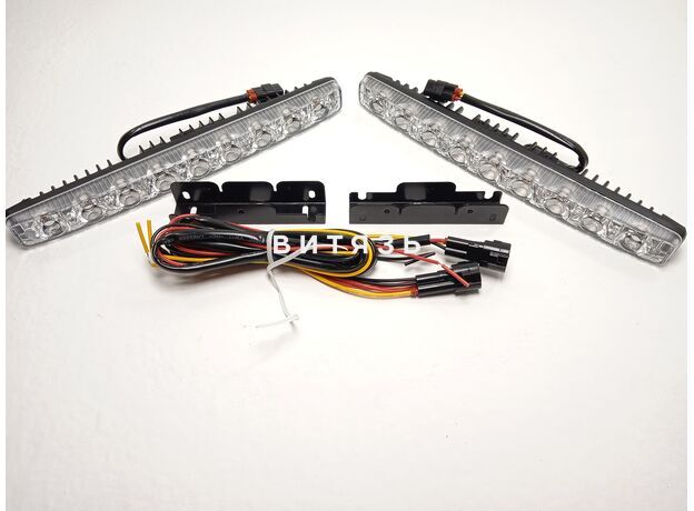 Фара доп-ая прямоуг. AE45RT-9LED-DRL-TL ДХО 9 диодов линза с указ. пов. 45W (25,5см) 12/24V комп 2шт - Магазин Витязь